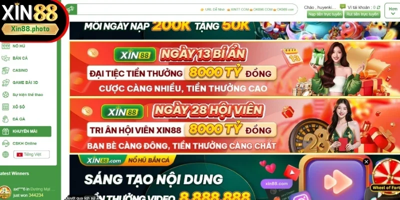 Những chương trình khuyến mãi Xin88 đang thu hút